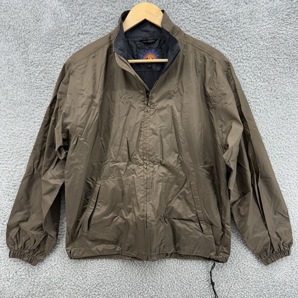 Sun Mountain‎ Wind Wear Jacket Mens Small Brown Golf Waterproof Full Zip Stretch